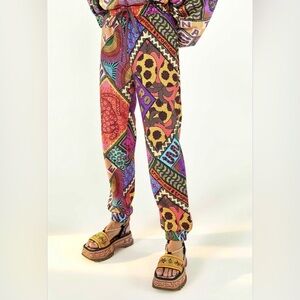Farm Rio Multicolor Scarf Print Pants